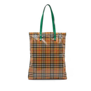 Pre-Loved Burberry House Check Coated Canvas Tote
